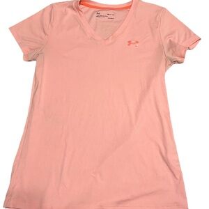 Under Armour HeatGear Women's Lightweight Pink V-Neck Short Sleeve T-Shirt S